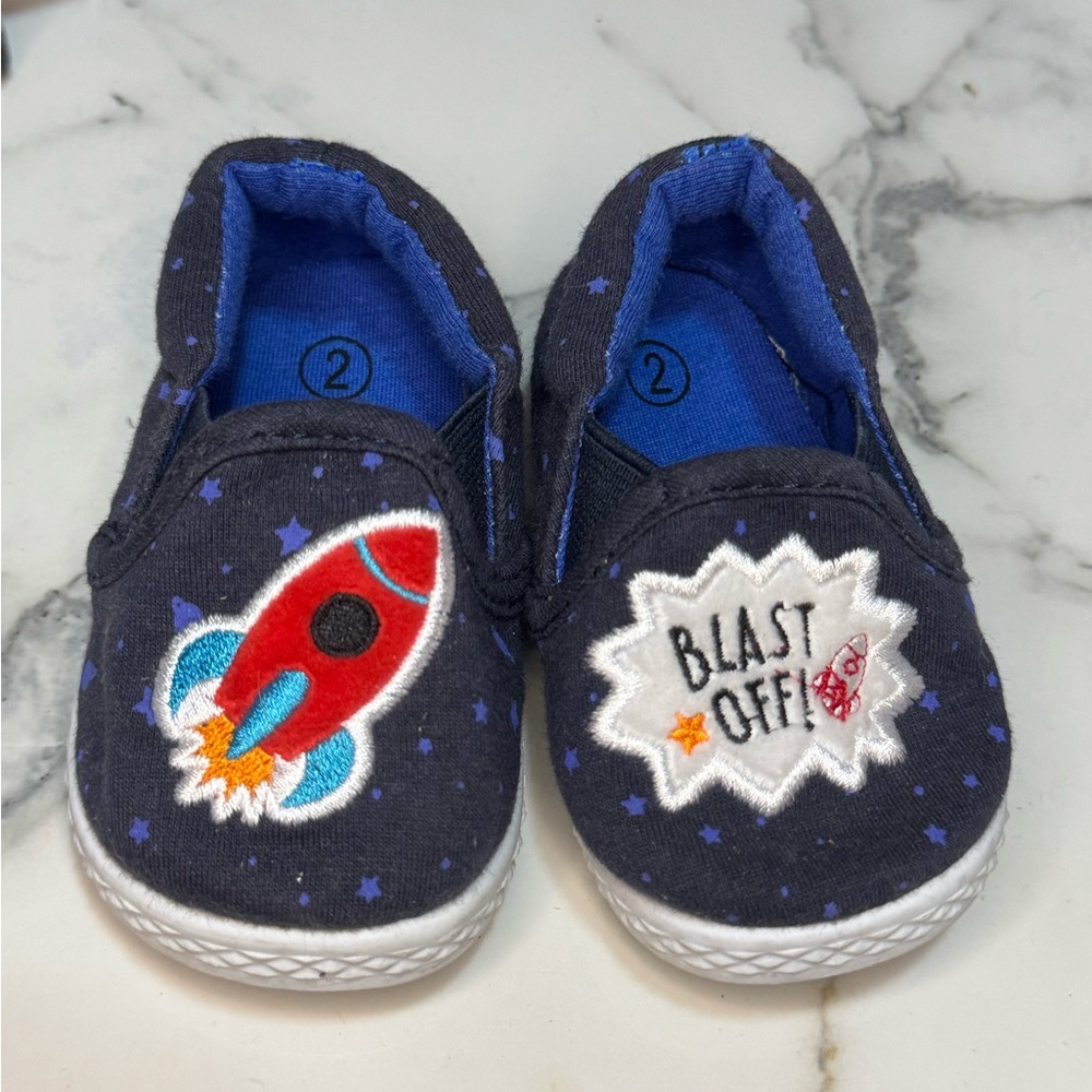 4/$15 Baby Rocket Blast Off Shoes Navy Blue Size 2